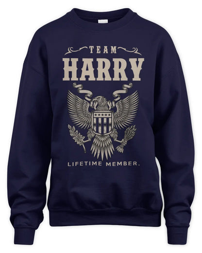 HARRY TP06-K82 – Personalized Classic Style Apparel “Team NAME Lifetime Member” - Unisex Sweatshirt - Navy