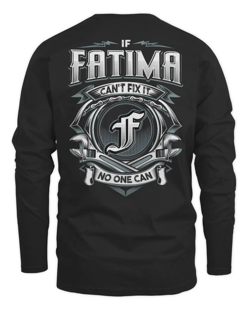 FATIMA AP81-K4-626 - Personalized Ahmed Quote Apparel “If Ahmed Can't Fix It, No One Can” - Men's Long Sleeved T-Shirt - Black