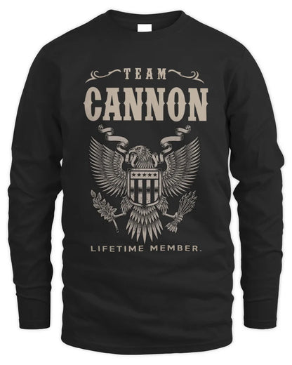 CANNON TP06-K82 – Personalized Classic Style Apparel “Team NAME Lifetime Member” - Men's Long Sleeved T-Shirt - Black