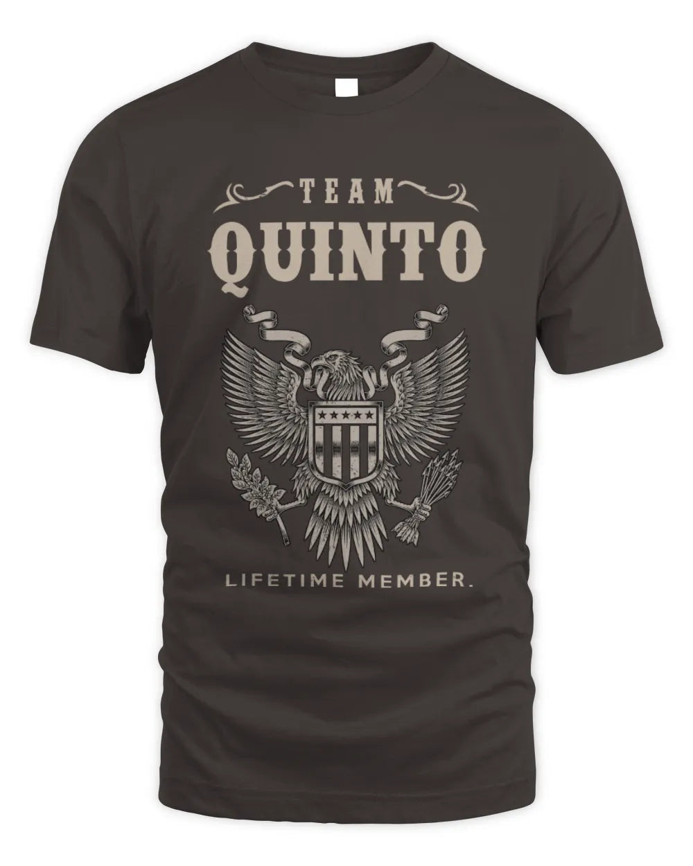 QUINTO TP06-K82 – Personalized Classic Style Apparel “Team NAME Lifetime Member” - Unisex Standard T-Shirt - Dark Chocolate