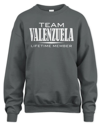 VALENZUELA BL62-K4-128 - Personalized “Team NAME Lifetime Member” - Unisex Sweatshirt - Charcoal