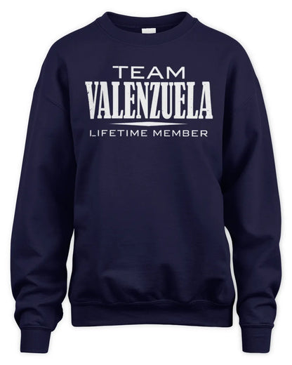VALENZUELA BL62-K4-128 - Personalized “Team NAME Lifetime Member” - Unisex Sweatshirt - Navy