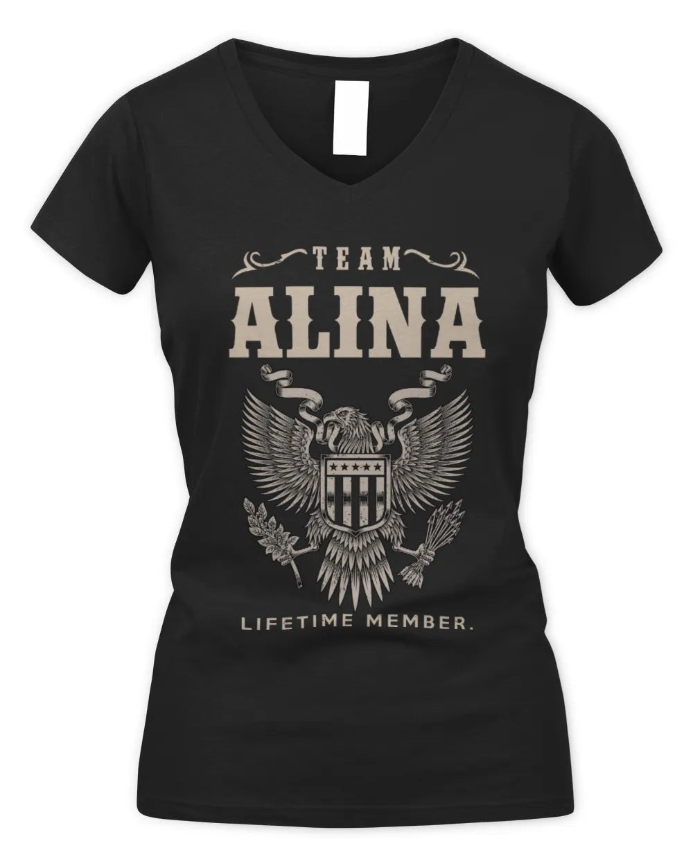 ALINA TP06-K82 – Personalized Classic Style Apparel “Team NAME Lifetime Member” - Women's V-Neck T-Shirt - Black