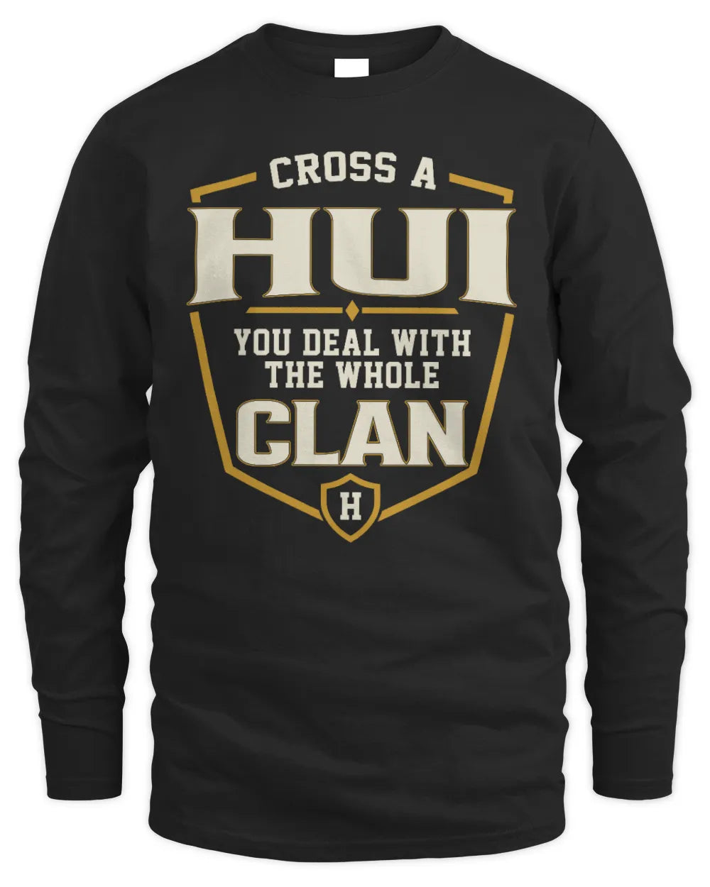 HUI NT1-K008 Cross A/An NAME, You Deal With the Whole Clan | Personalized Vintage T-Shirt - Men's Long Sleeved T-Shirt - Black