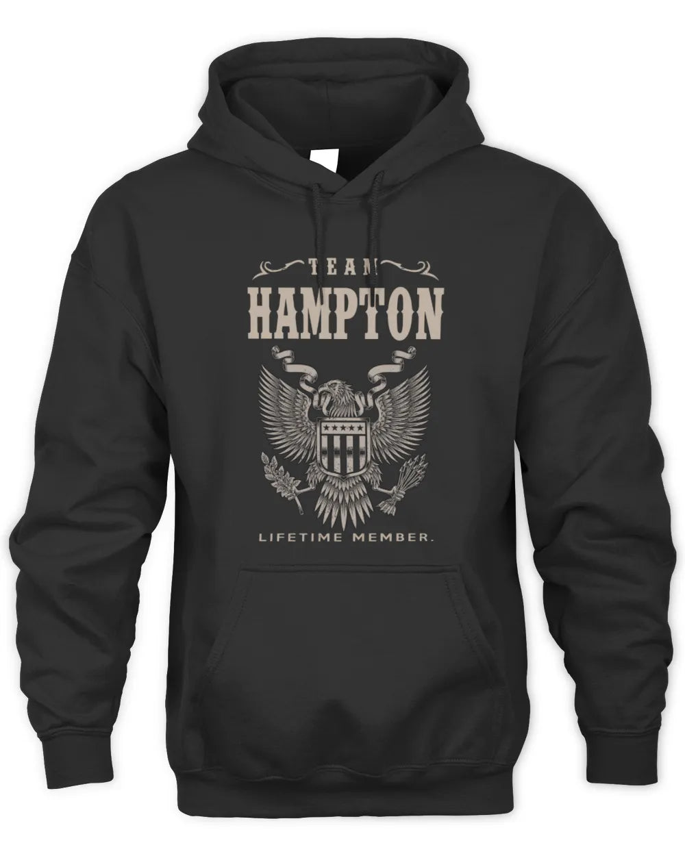 HAMPTON TP06-K82 – Personalized Classic Style Apparel “Team NAME Lifetime Member” - Unisex Hoodie - Black