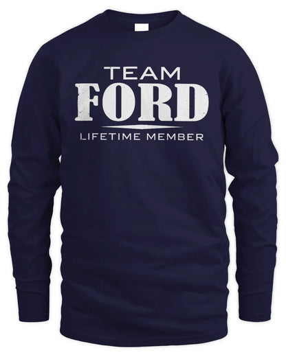 FORD BL62-K4-128 - Personalized “Team NAME Lifetime Member” - Men's Long Sleeved T-Shirt - Navy