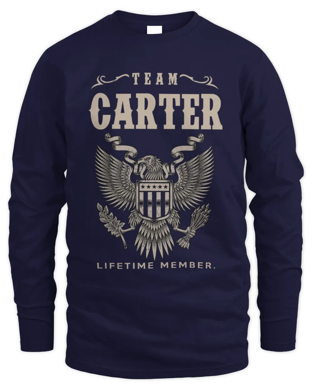 CARTER TP06-K82 – Personalized Classic Style Apparel “Team NAME Lifetime Member” - Men's Long Sleeved T-Shirt - Navy