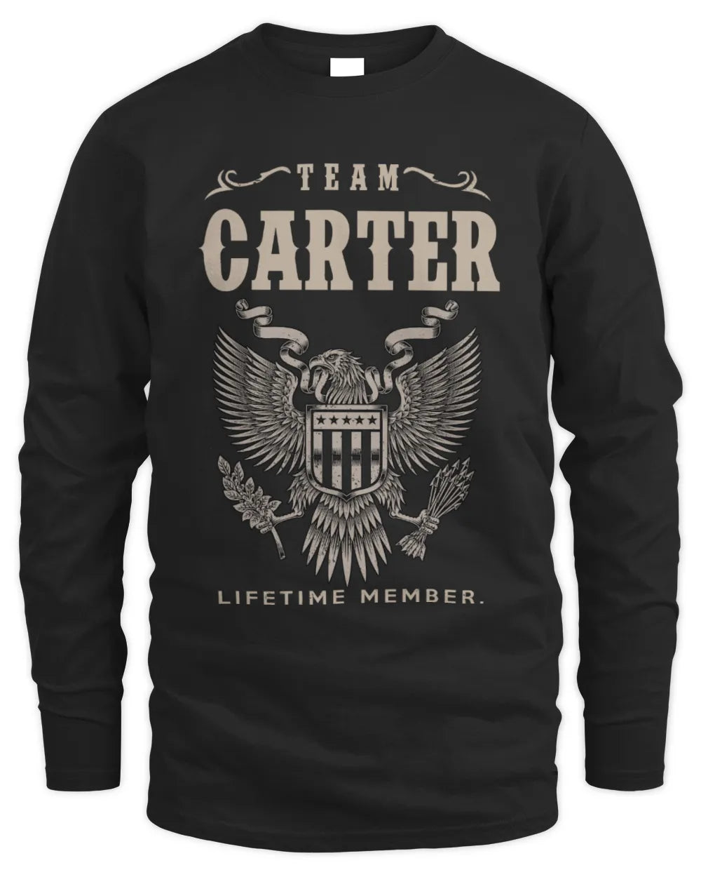 CARTER TP06-K82 – Personalized Classic Style Apparel “Team NAME Lifetime Member” - Men's Long Sleeved T-Shirt - Black