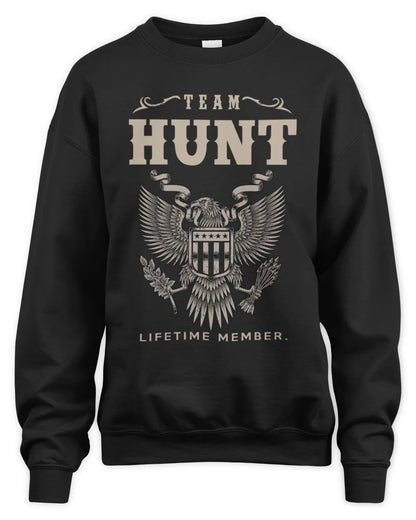 HUNT TP06-K82 – Personalized Classic Style Apparel “Team NAME Lifetime Member” - Unisex Sweatshirt - Black