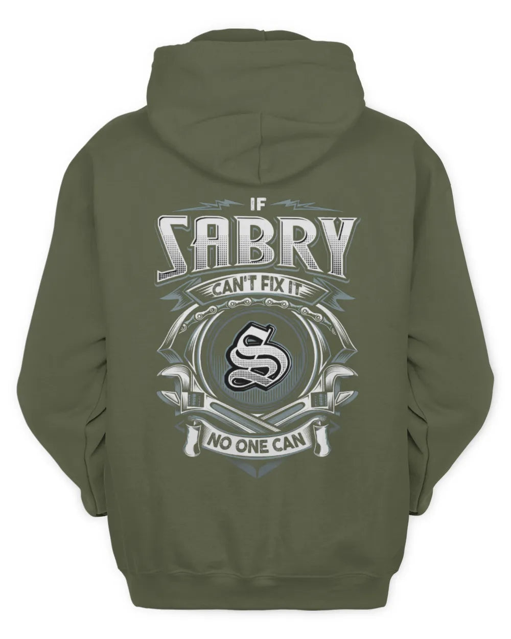 SABRY AP81-K4-626 - Personalized Ahmed Quote Apparel “If Ahmed Can't Fix It, No One Can” - Unisex Hoodie - Military Green