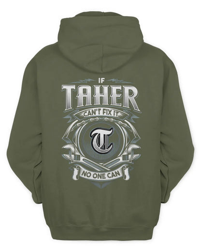 TAHER AP81-K4-626 - Personalized Ahmed Quote Apparel “If Ahmed Can't Fix It, No One Can” - Unisex Hoodie - Military Green
