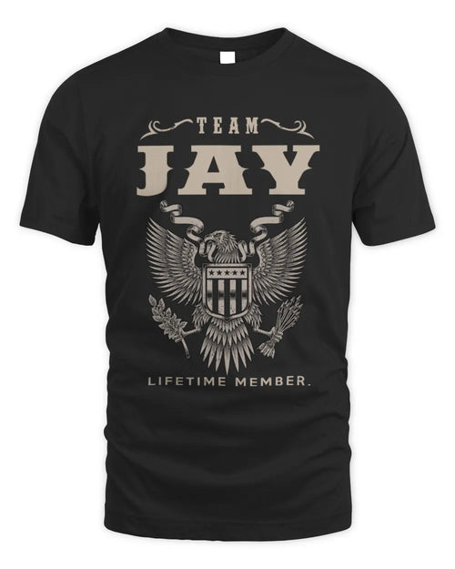 JAY TP06-K82 – Personalized Classic Style Apparel “Team NAME Lifetime Member” - Unisex Standard T-Shirt - Black