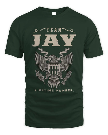 JAY TP06-K82 – Personalized Classic Style Apparel “Team NAME Lifetime Member” - Unisex Standard T-Shirt - Forest Green