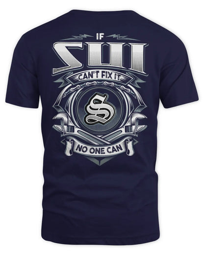 SUI AP81-K4-626 - Personalized Ahmed Quote Apparel “If Ahmed Can't Fix It, No One Can” - Unisex Standard T-Shirt - Navy