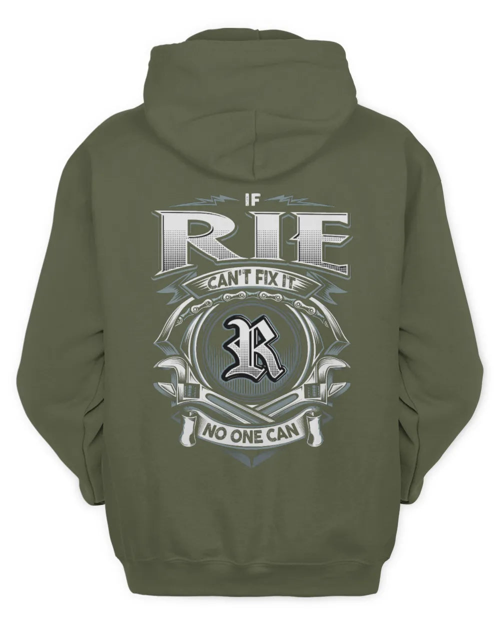 RIE AP81-K4-626 - Personalized Ahmed Quote Apparel “If Ahmed Can't Fix It, No One Can” - Unisex Hoodie - Military Green