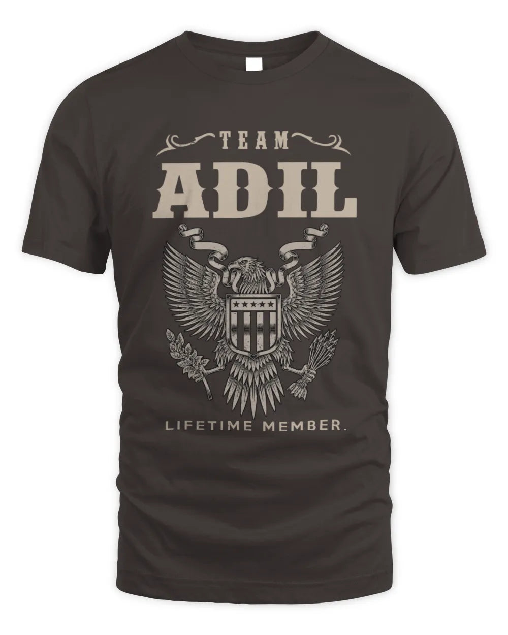 ADIL TP06-K82 – Personalized Classic Style Apparel “Team NAME Lifetime Member” - Unisex Standard T-Shirt - Dark Chocolate