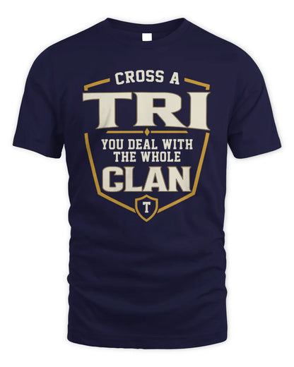 TRI NT1-K008 Cross A/An NAME, You Deal With the Whole Clan | Personalized Vintage T-Shirt - Unisex Standard T-Shirt - Navy