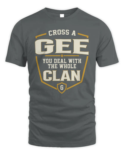 GEE NT1-K008 Cross A/An NAME, You Deal With the Whole Clan | Personalized Vintage T-Shirt - Unisex Standard T-Shirt - Charcoal