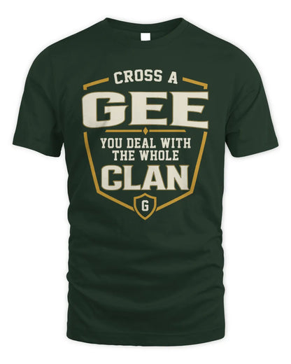 GEE NT1-K008 Cross A/An NAME, You Deal With the Whole Clan | Personalized Vintage T-Shirt - Unisex Standard T-Shirt - Forest Green