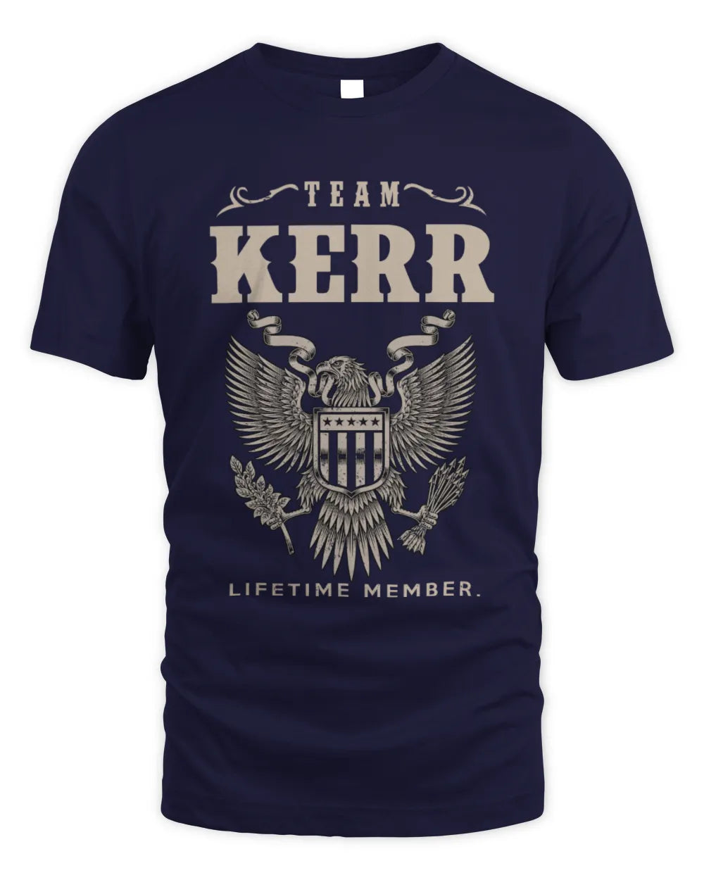 KERR TP06-K82 – Personalized Classic Style Apparel “Team NAME Lifetime Member” - Unisex Standard T-Shirt - Navy