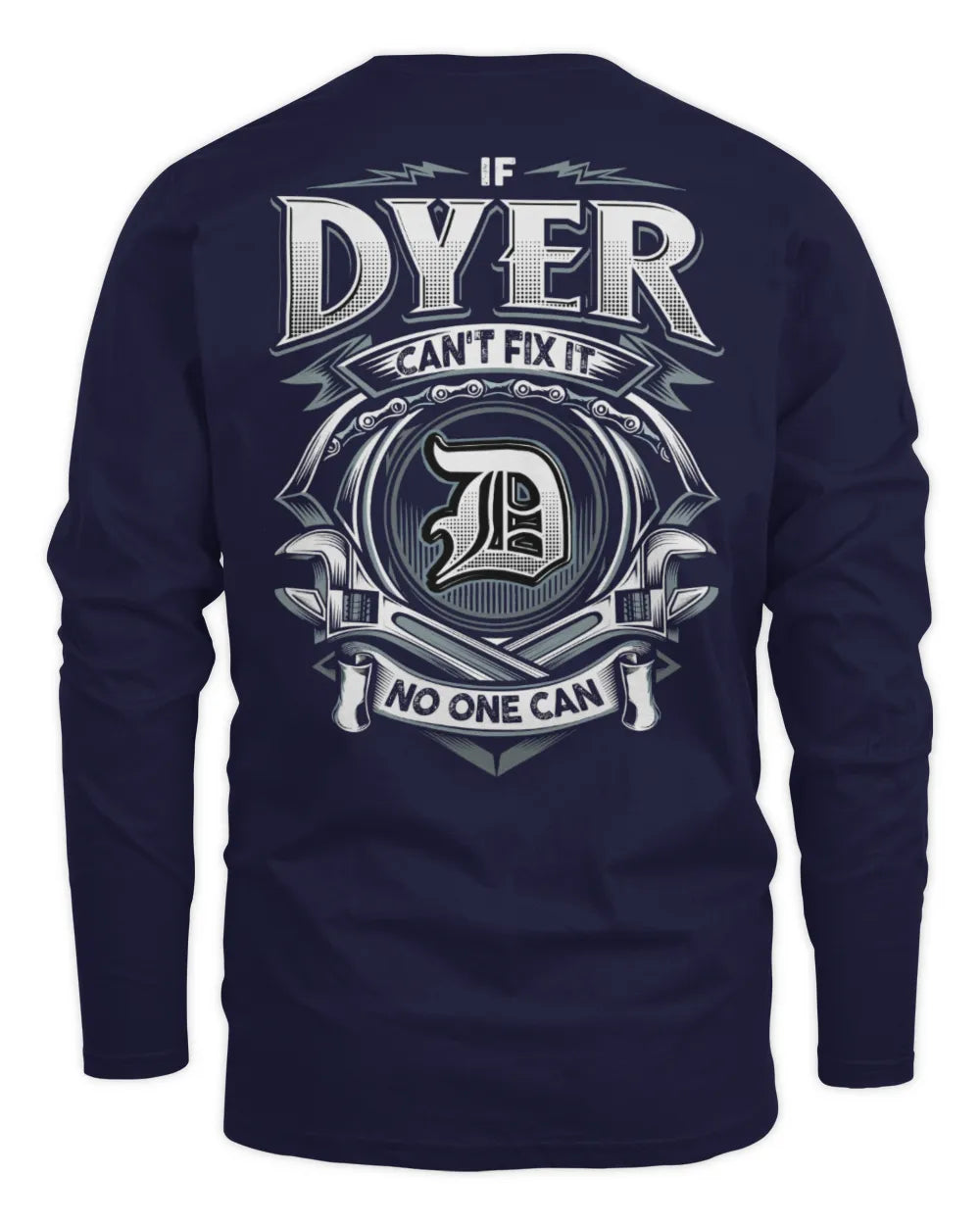 DYER AP81-K4-626 - Personalized Ahmed Quote Apparel “If Ahmed Can't Fix It, No One Can” - Men's Long Sleeved T-Shirt - Navy