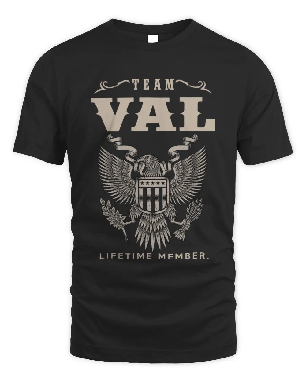 VAL TP06-K82 – Personalized Classic Style Apparel “Team NAME Lifetime Member” - Unisex Standard T-Shirt - Black