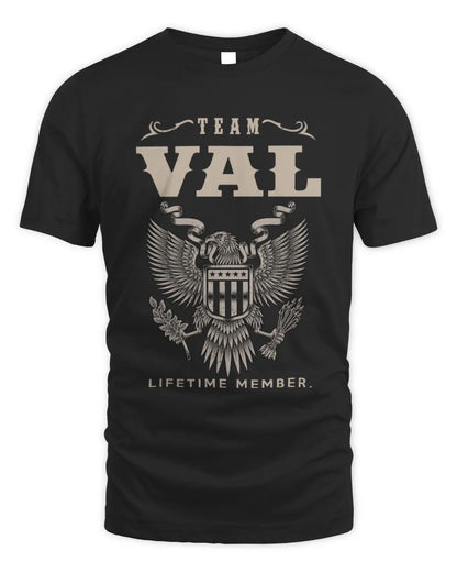 VAL TP06-K82 – Personalized Classic Style Apparel “Team NAME Lifetime Member” - Unisex Standard T-Shirt - Black