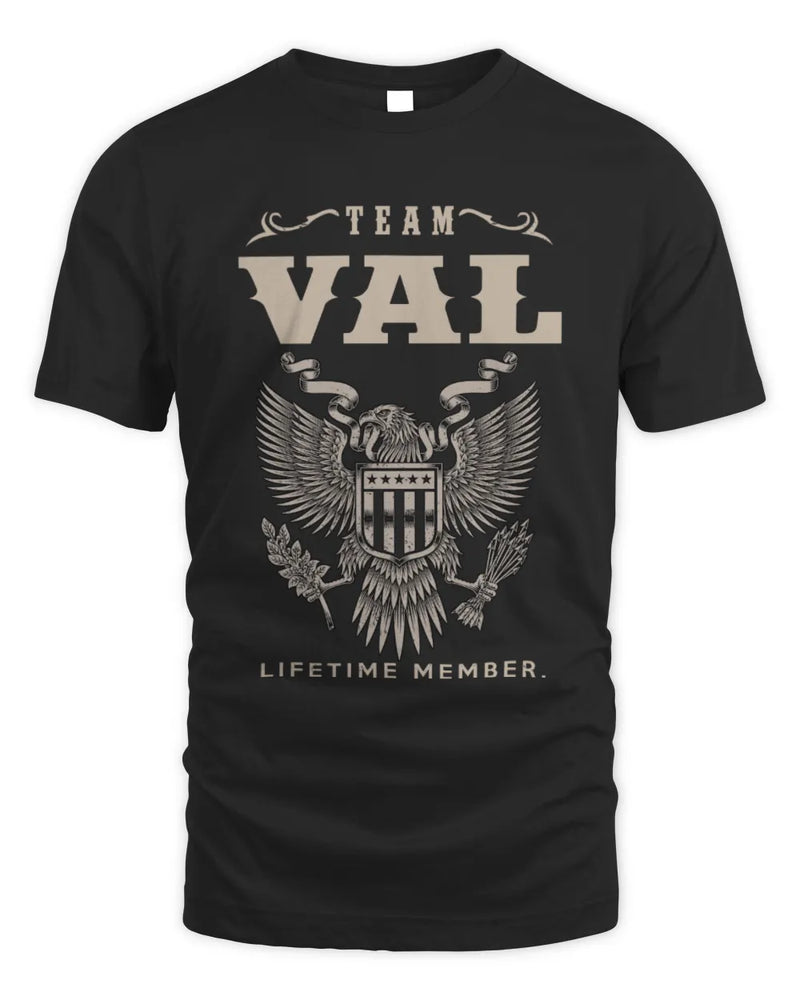 VAL TP06-K82 – Personalized Classic Style Apparel “Team NAME Lifetime Member” - Unisex Standard T-Shirt - Black