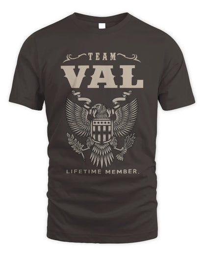 VAL TP06-K82 – Personalized Classic Style Apparel “Team NAME Lifetime Member” - Unisex Standard T-Shirt - Dark Chocolate