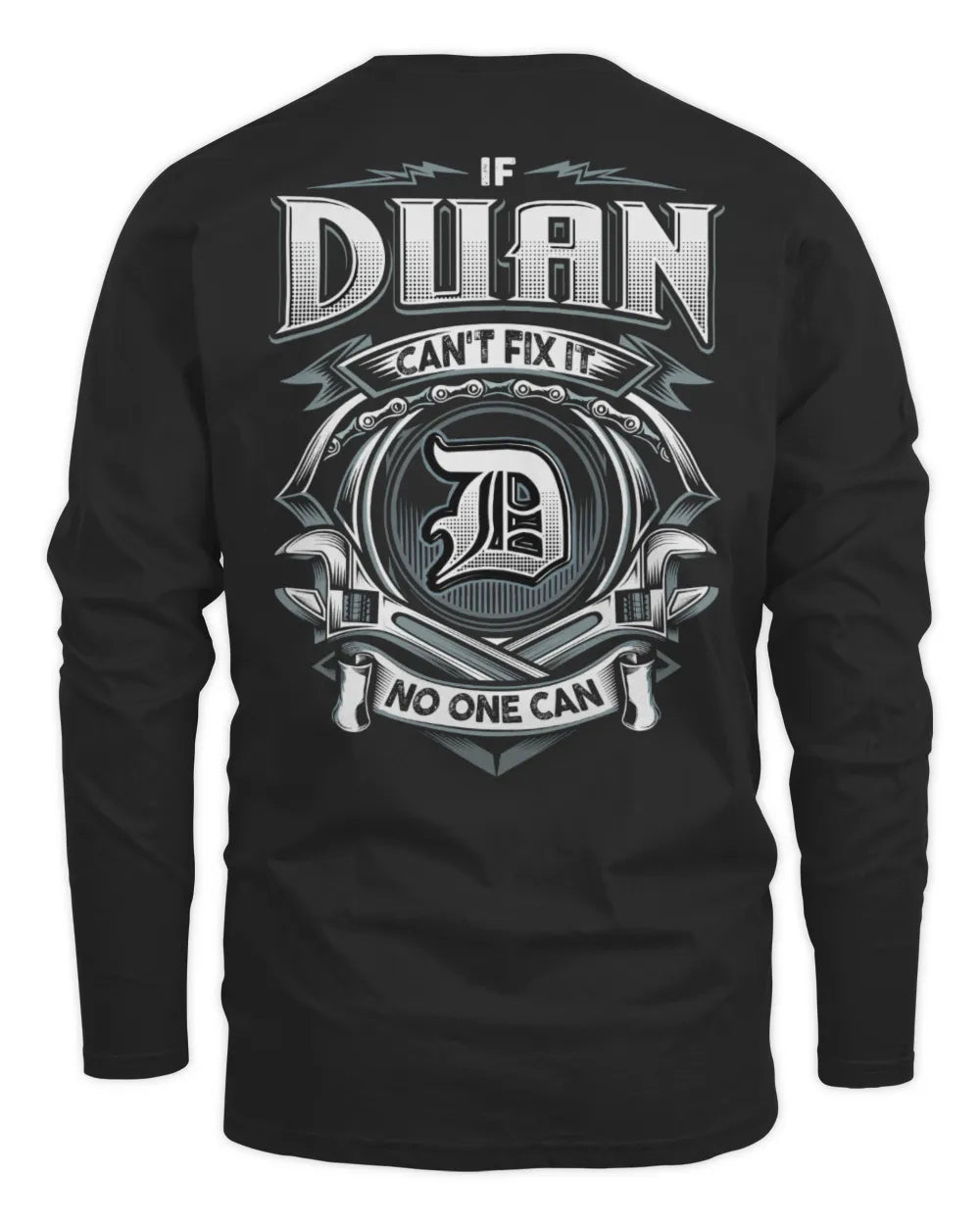 DUAN AP81-K4-626 - Personalized Ahmed Quote Apparel “If Ahmed Can't Fix It, No One Can” - Men's Long Sleeved T-Shirt - Black