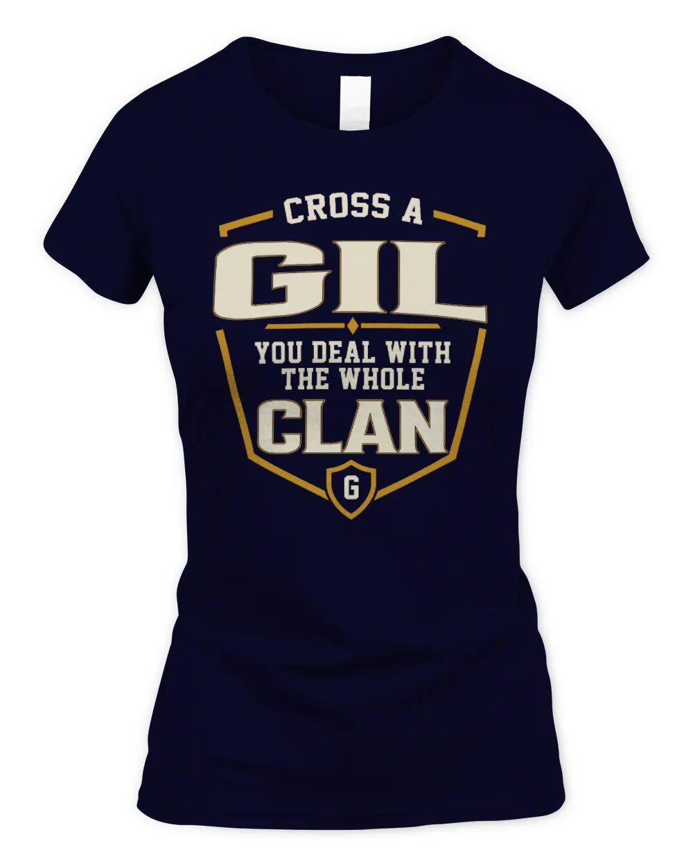 GIL NT1-K008 Cross A/An NAME, You Deal With the Whole Clan | Personalized Vintage T-Shirt - Women's Standard T-Shirt - Navy
