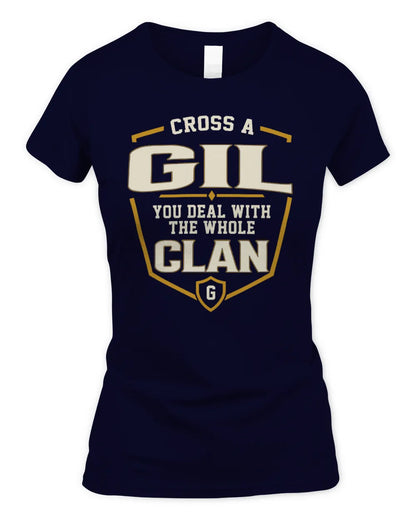 GIL NT1-K008 Cross A/An NAME, You Deal With the Whole Clan | Personalized Vintage T-Shirt - Women's Standard T-Shirt - Navy
