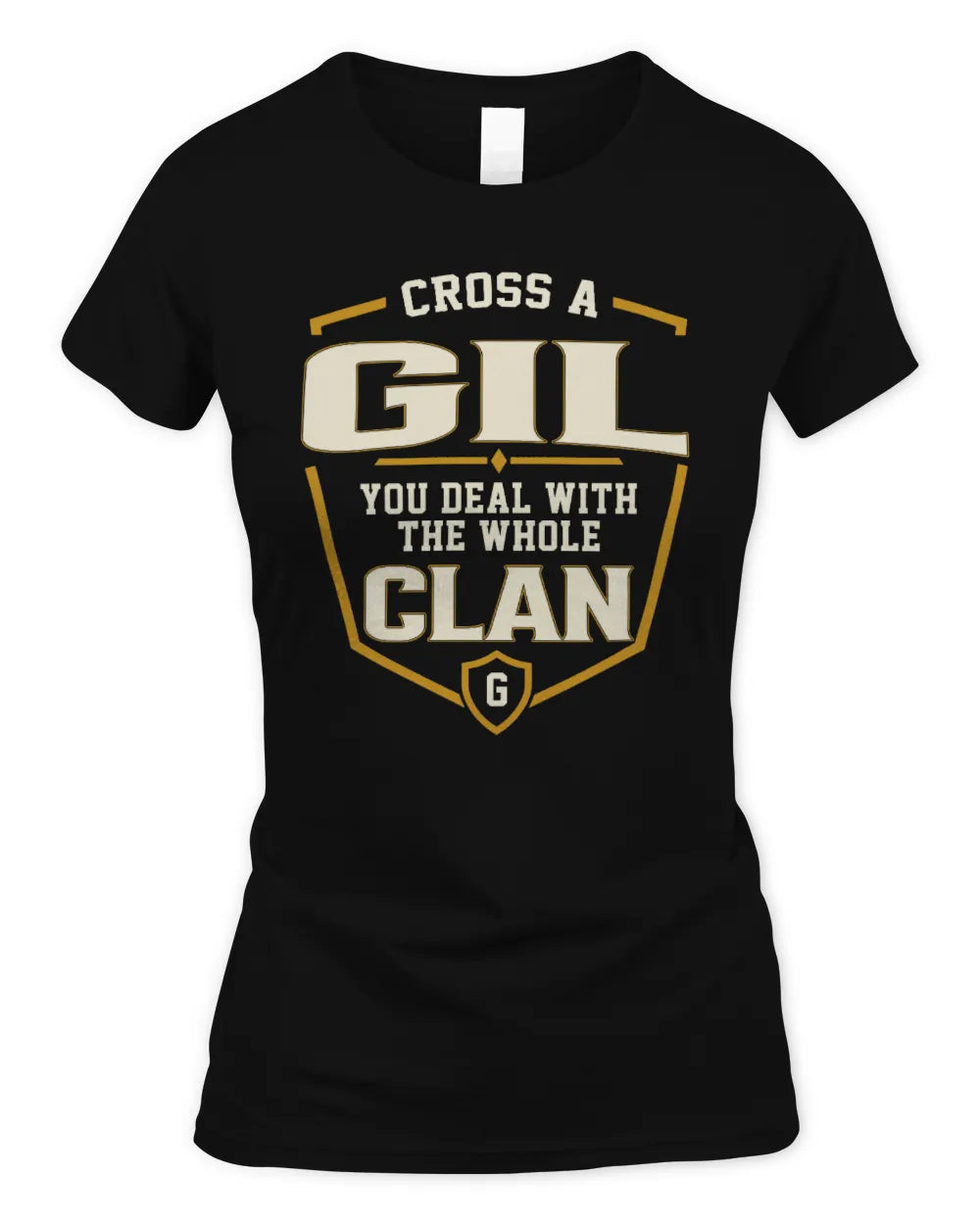 GIL NT1-K008 Cross A/An NAME, You Deal With the Whole Clan | Personalized Vintage T-Shirt - Women's Standard T-Shirt - Black