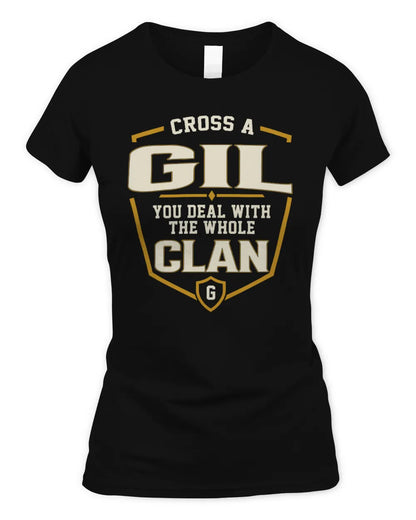 GIL NT1-K008 Cross A/An NAME, You Deal With the Whole Clan | Personalized Vintage T-Shirt - Women's Standard T-Shirt - Black