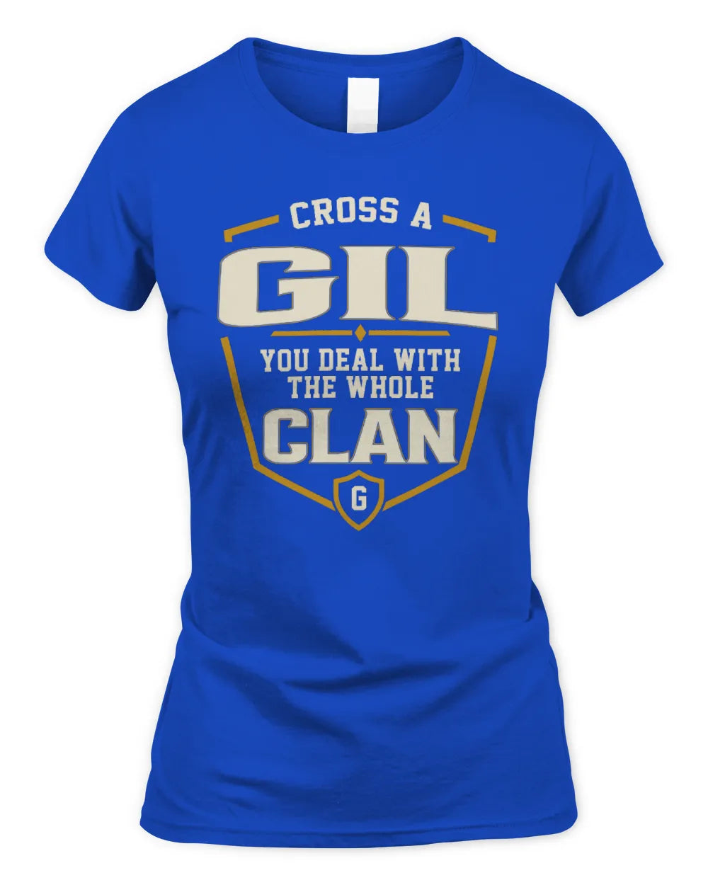 GIL NT1-K008 Cross A/An NAME, You Deal With the Whole Clan | Personalized Vintage T-Shirt - Women's Standard T-Shirt - Royal