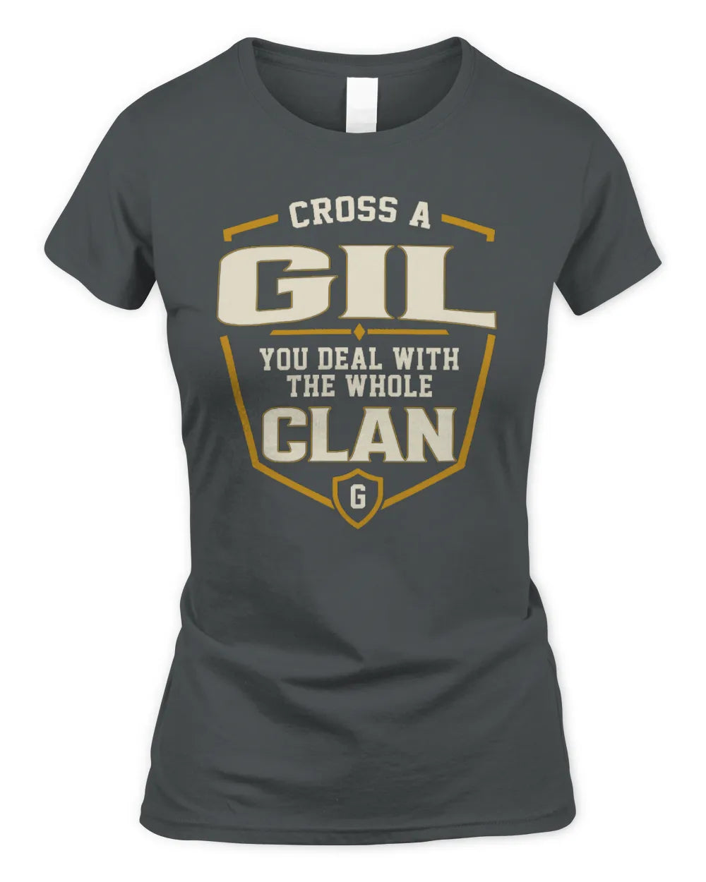 GIL NT1-K008 Cross A/An NAME, You Deal With the Whole Clan | Personalized Vintage T-Shirt - Women's Standard T-Shirt - Charcoal