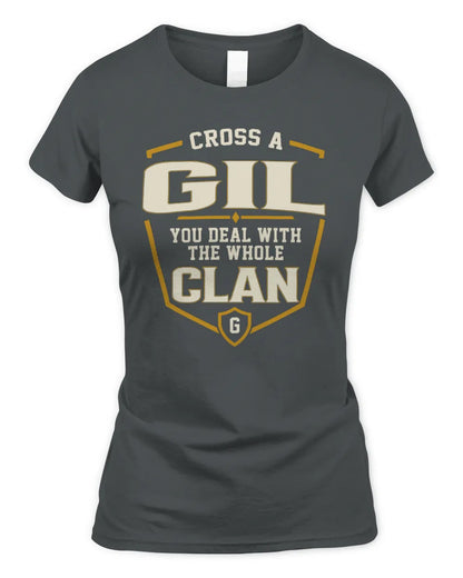 GIL NT1-K008 Cross A/An NAME, You Deal With the Whole Clan | Personalized Vintage T-Shirt - Women's Standard T-Shirt - Charcoal