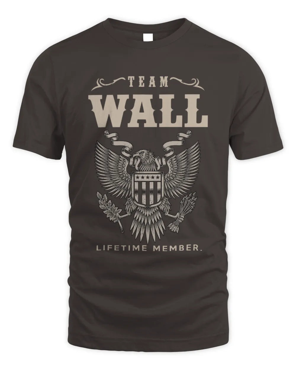 WALL TP06-K82 – Personalized Classic Style Apparel “Team NAME Lifetime Member” - Unisex Standard T-Shirt - Dark Chocolate