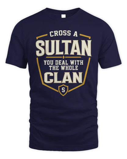 SULTAN NT1-K008 Cross A/An NAME, You Deal With the Whole Clan | Personalized Vintage T-Shirt - Unisex Standard T-Shirt - Navy