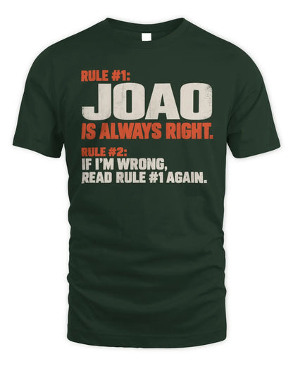 JOAO NP1-H006 
Always Right Personalized Name T-Shirt – Funny Custom Name Shirt - Unisex Standard T-Shirt - Forest Green
