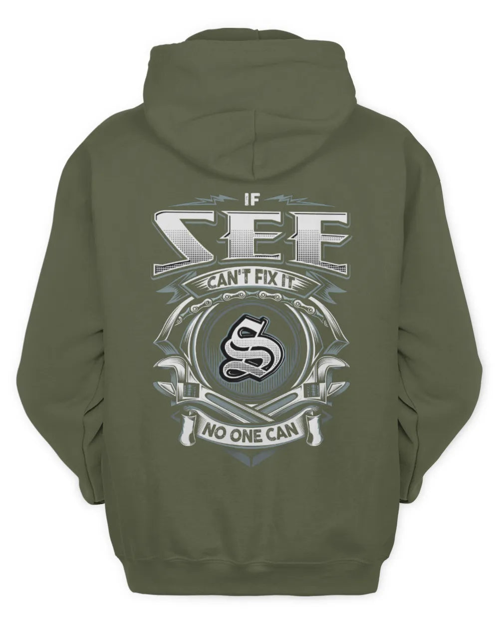 SEE AP81-K4-626 - Personalized Ahmed Quote Apparel “If Ahmed Can't Fix It, No One Can” - Unisex Hoodie - Military Green