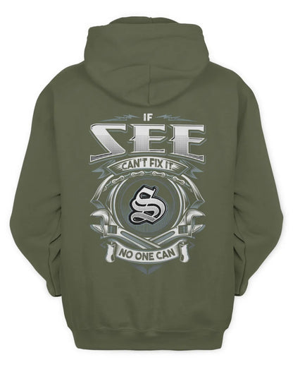 SEE AP81-K4-626 - Personalized Ahmed Quote Apparel “If Ahmed Can't Fix It, No One Can” - Unisex Hoodie - Military Green
