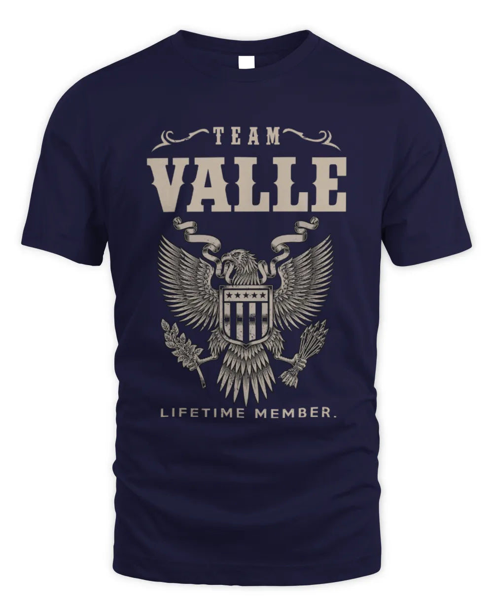 VALLE TP06-K82 – Personalized Classic Style Apparel “Team NAME Lifetime Member” - Unisex Standard T-Shirt - Navy