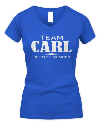 CARL BL62-K4-128 - Personalized “Team NAME Lifetime Member” - Women's V-Neck T-Shirt - Royal