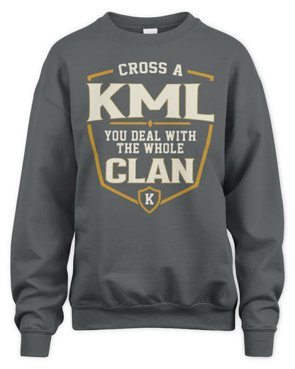 KML NT1-K008 Cross A/An NAME, You Deal With the Whole Clan | Personalized Vintage T-Shirt - Unisex Sweatshirt - Charcoal