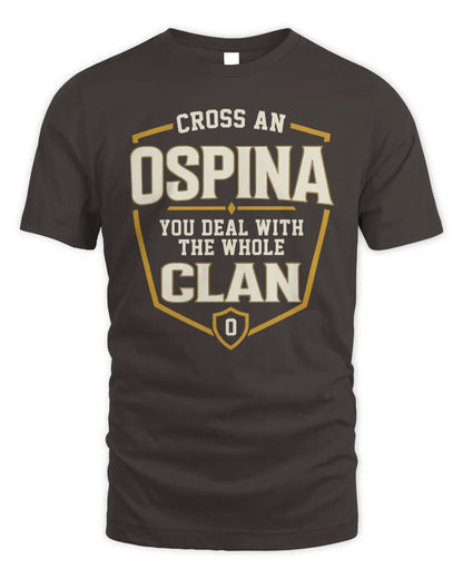 OSPINA NT1-K008 Cross A/An NAME, You Deal With the Whole Clan | Personalized Vintage T-Shirt - Unisex Standard T-Shirt - Dark Chocolate