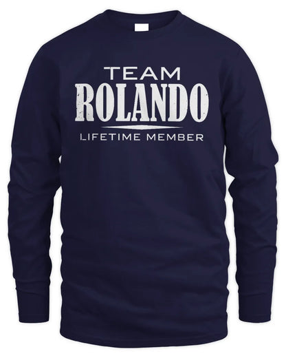 ROLANDO BL62-K4-128 - Personalized “Team NAME Lifetime Member” - Men's Long Sleeved T-Shirt - Navy