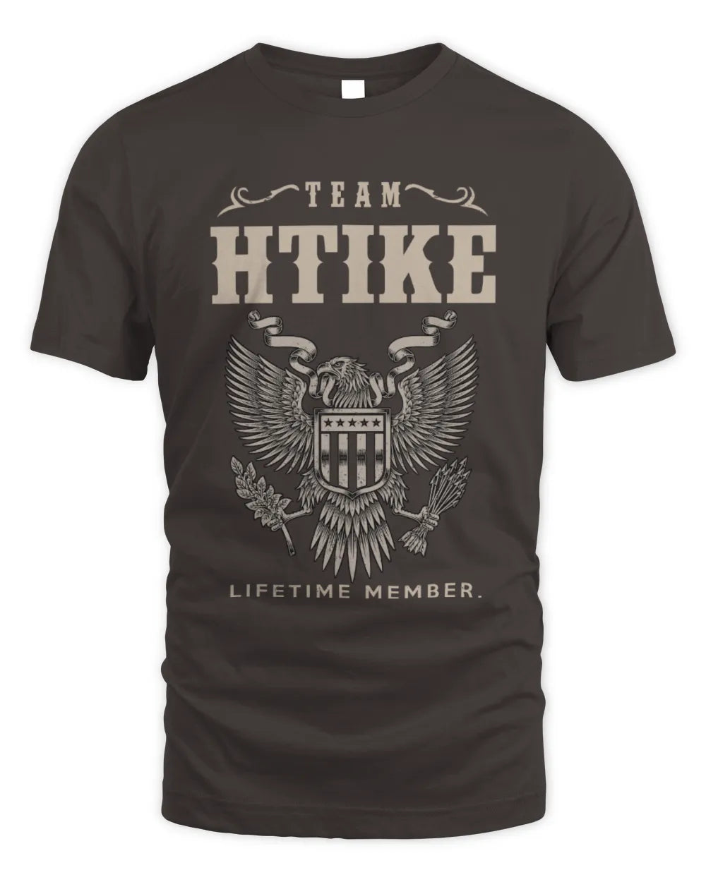 HTIKE TP06-K82 – Personalized Classic Style Apparel “Team NAME Lifetime Member” - Unisex Standard T-Shirt - Dark Chocolate