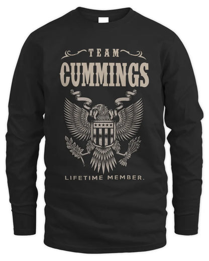 CUMMINGS TP06-K82 – Personalized Classic Style Apparel “Team NAME Lifetime Member” - Men's Long Sleeved T-Shirt - Black