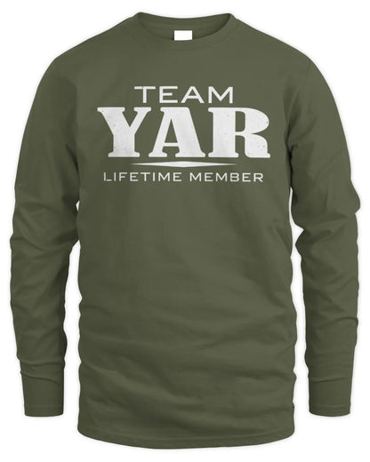 YAR BL62-K4-128 - Personalized “Team NAME Lifetime Member” - Men's Long Sleeved T-Shirt - Military Green